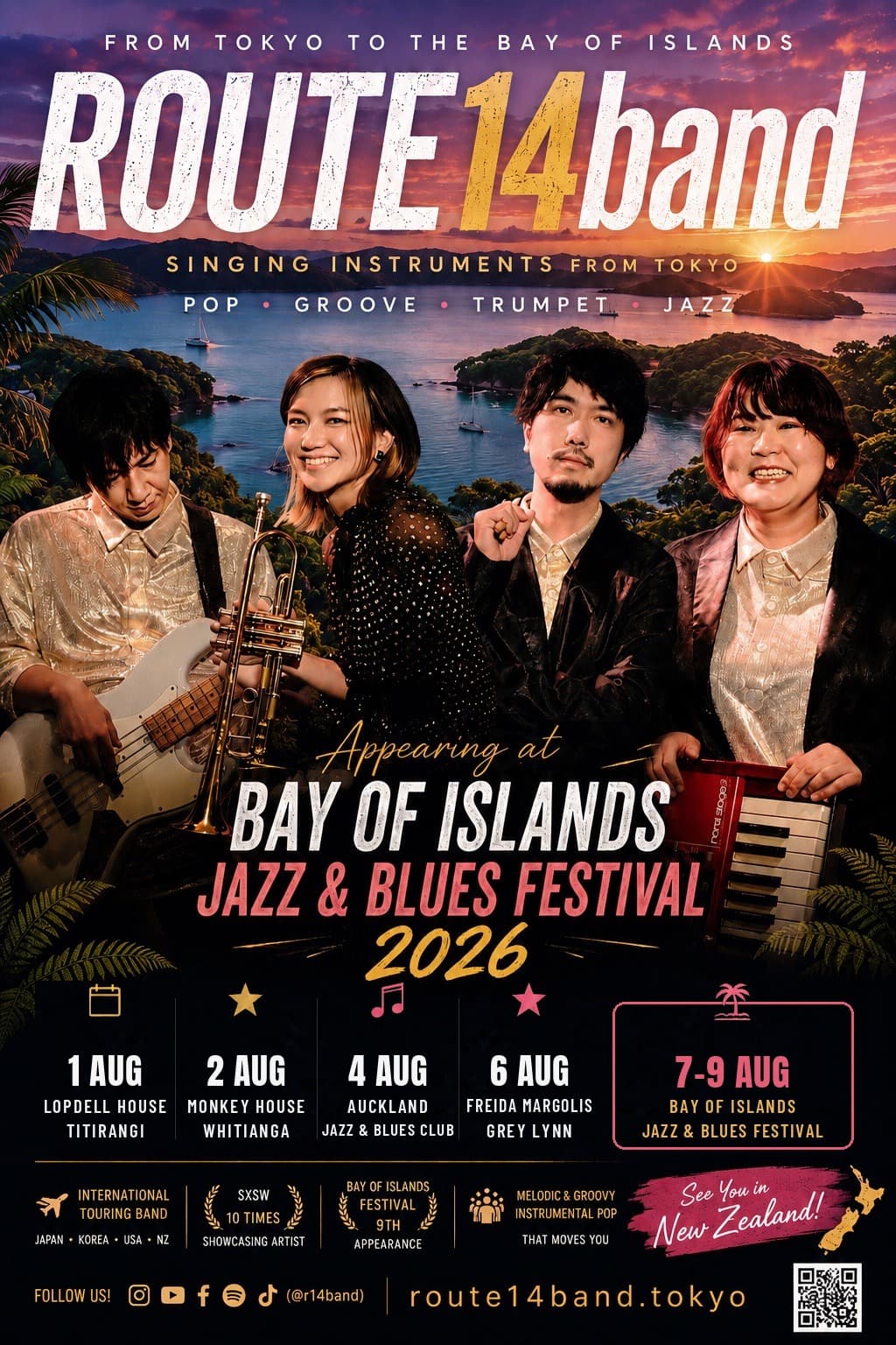 ROUTE14band NZツアー2026 ポスター