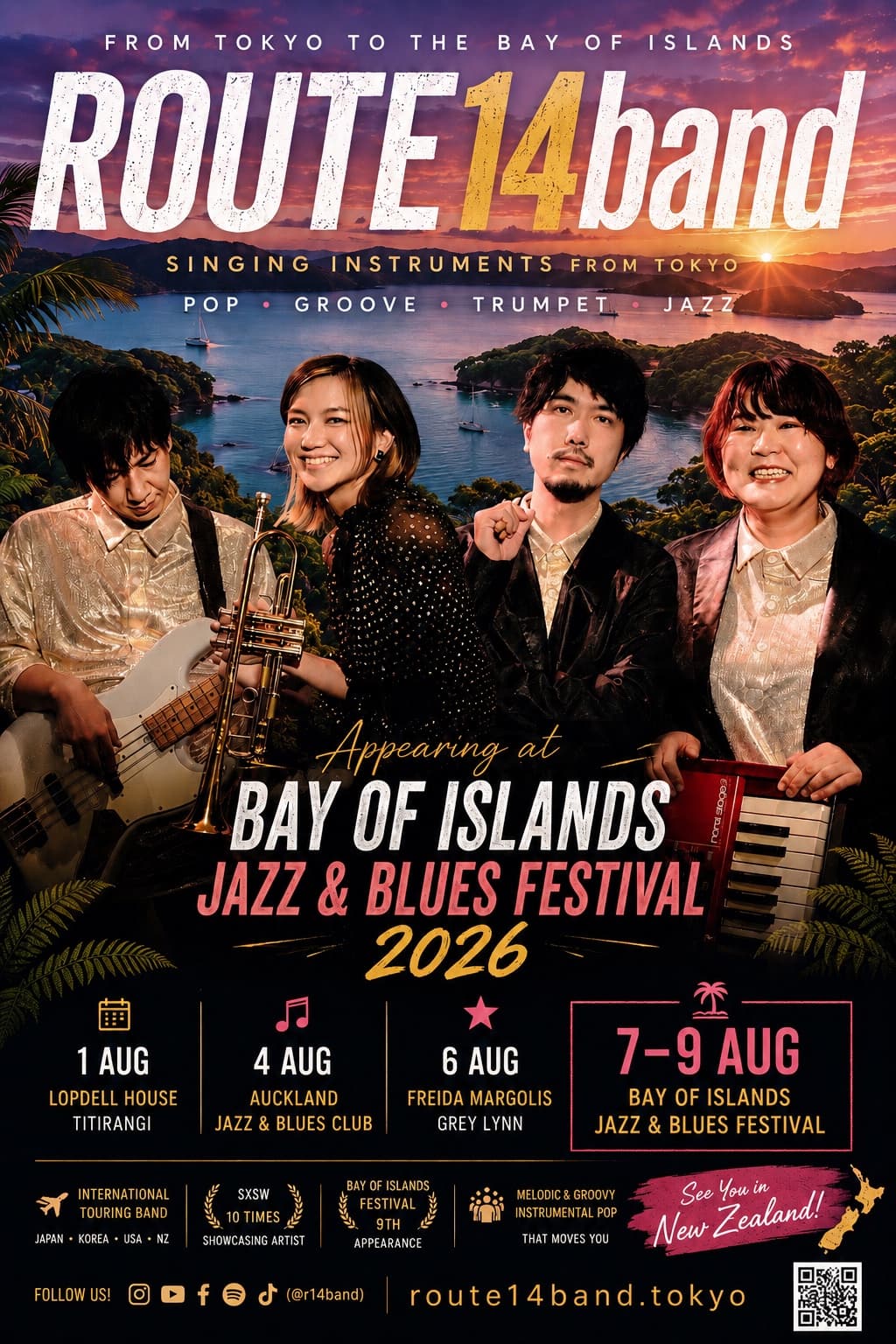 ROUTE14band NZツアー2026 ポスター